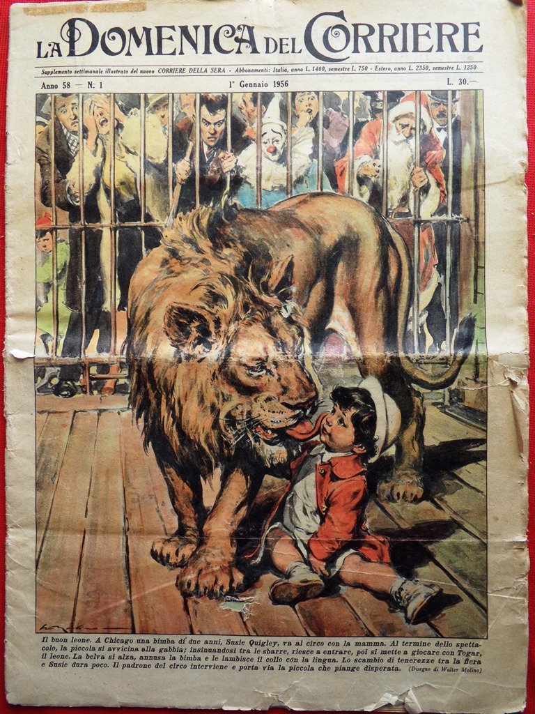 La Domenica del Corriere 1 Gennaio 1956 Hemingway Luna Bottecchia …