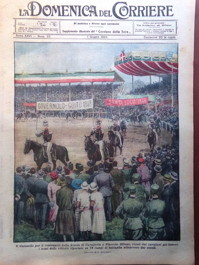 La Domenica del Corriere 1 Giugno 1924 Pinerolo Frigerio Cavalleria …