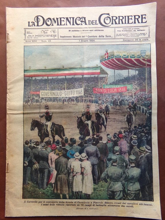 La Domenica del Corriere 1 Giugno 1924 Pinerolo Frigerio Cavalleria …