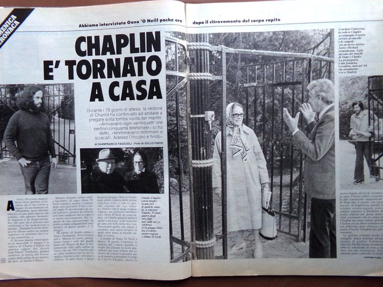 La Domenica del Corriere 1 Giugno 1978 Corpo Chaplin Arcavata …