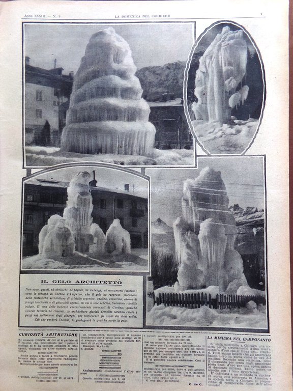 La Domenica del Corriere 1 Marzo 1931 Ferrovia Tokyo Gelo …