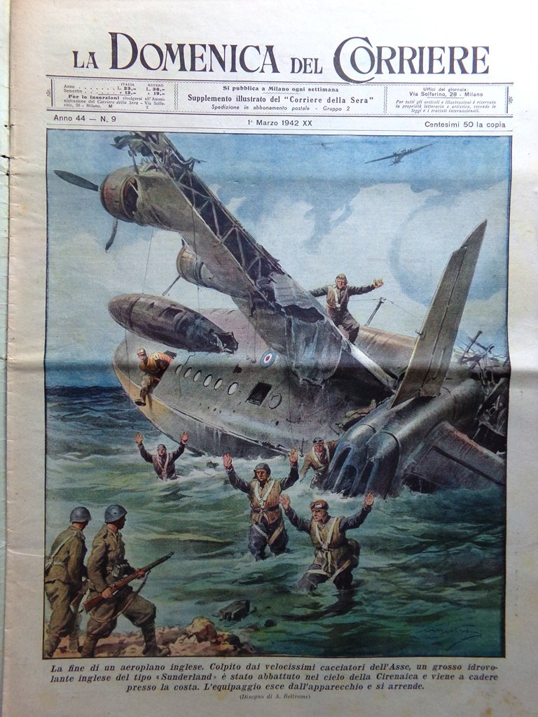 La Domenica del Corriere 1 Marzo 1942 WW2 Singapore Salvini …
