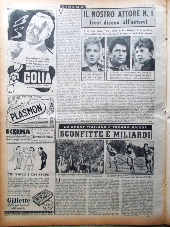 La Domenica del Corriere 1 Ottobre 1950 Tabacco Stajola Chavez …