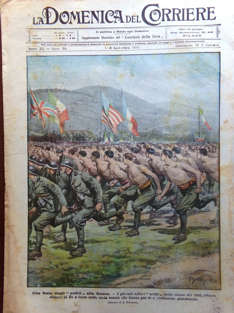 La Domenica del Corriere 1 Settembre 1918 WW1 Volo Vienna … | Immagine principale