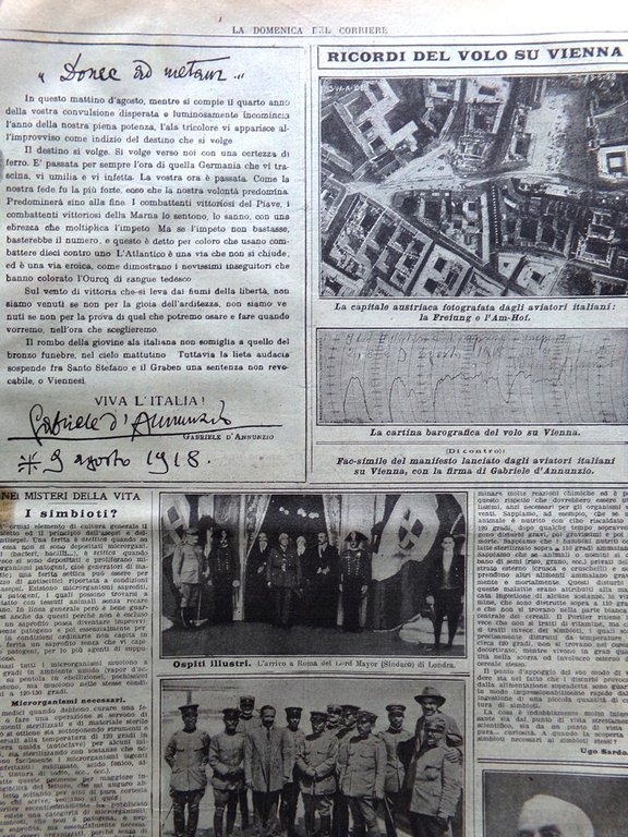 La Domenica del Corriere 1 Settembre 1918 WW1 Volo Vienna … | Immagine Gallery 5