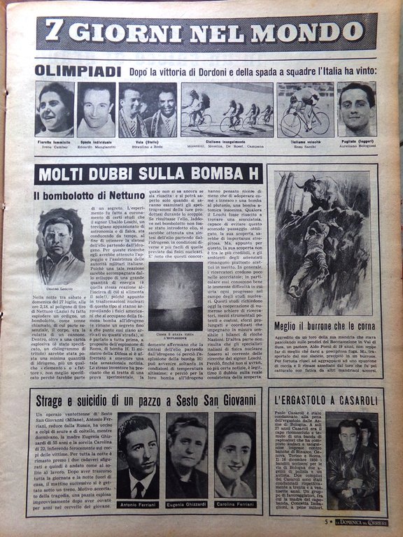 La Domenica del Corriere 10 Agosto 1952 Re Faruk Egitto … | Immagine Gallery 4