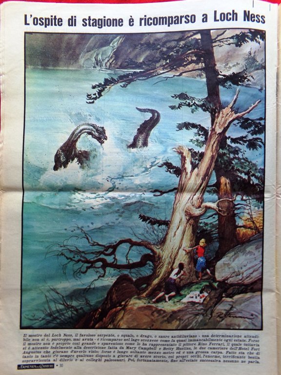 La Domenica del Corriere 10 Agosto 1958 Mostro Loch Ness …