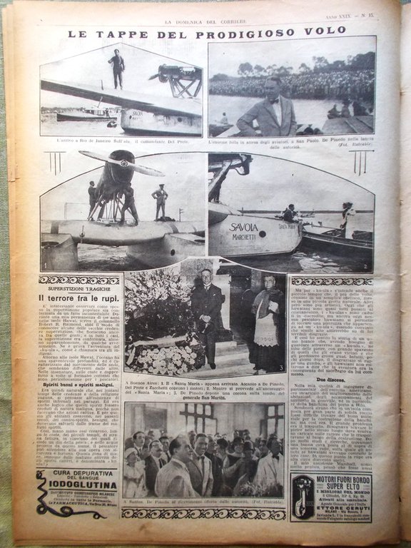 La Domenica del Corriere 10 Aprile 1927 Pinedo Del Prete …