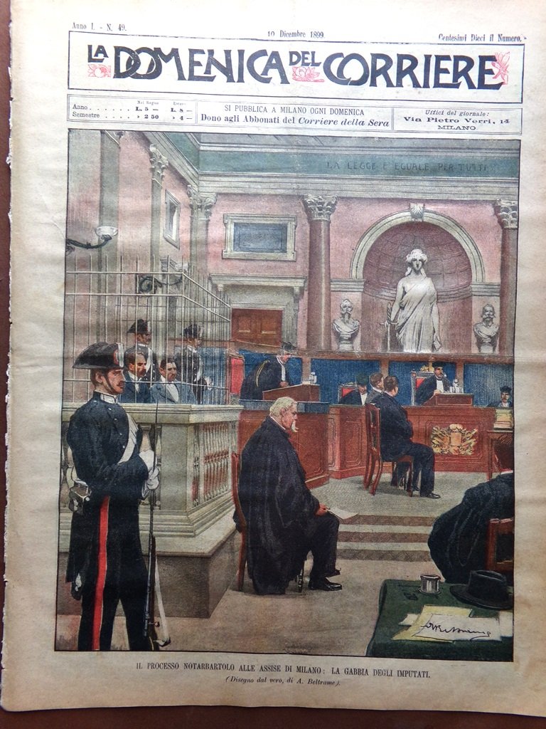 La Domenica del Corriere 10 Dicembre 1899 Processo Notarbartolo Lesseps …