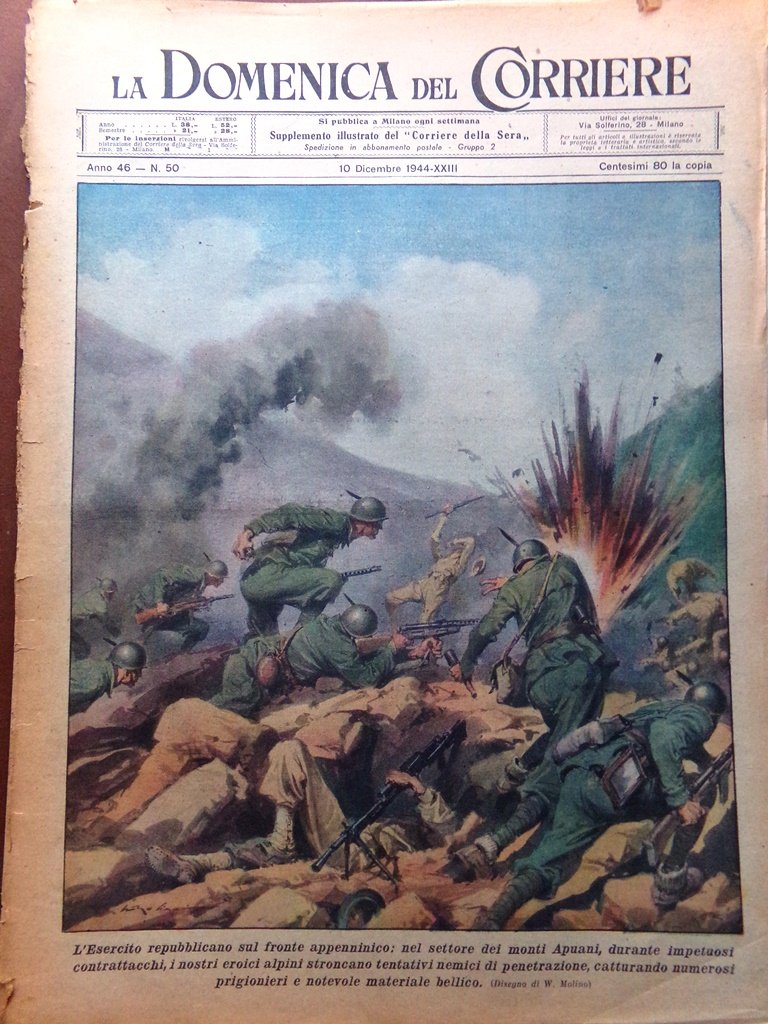 La Domenica del Corriere 10 Dicembre 1944 WW2 Aquisgrana Bottger …