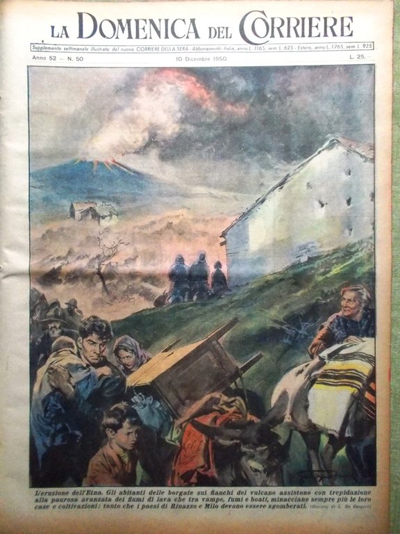 La Domenica del Corriere 10 Dicembre 1950 Eruzione Etna Nordahl … | Immagine Gallery 1