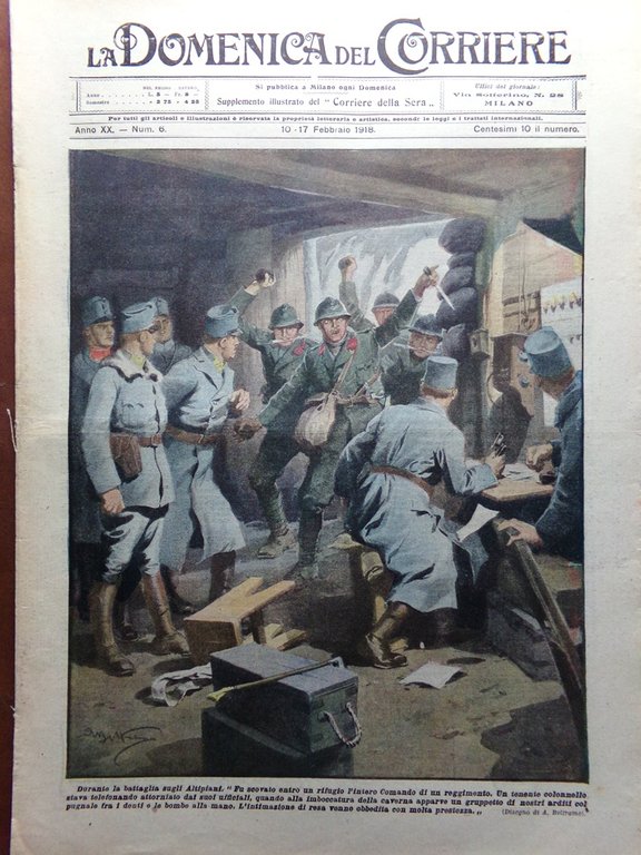 La Domenica del Corriere 10 Febbraio 1918 WW1 Trotski Altipiani …