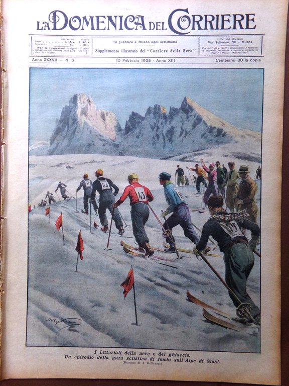 La Domenica del Corriere 10 Febbraio 1935 Littoriali Neve Massaua … | Immagine Gallery 1