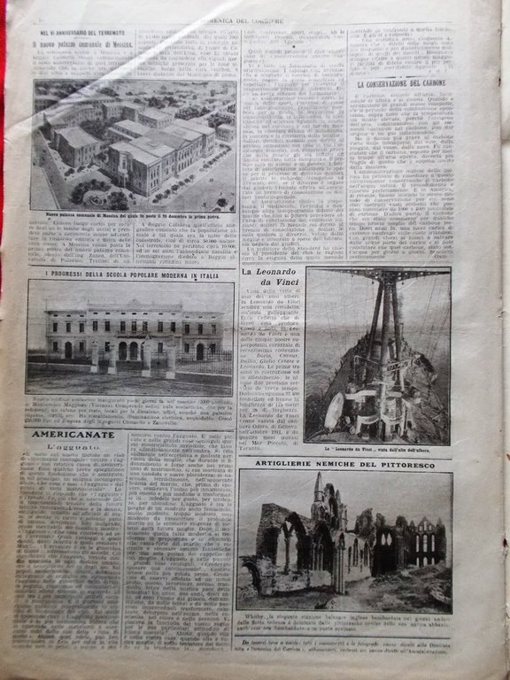 La Domenica del Corriere 10 Gennaio 1915 WW1 Piena Tevere …