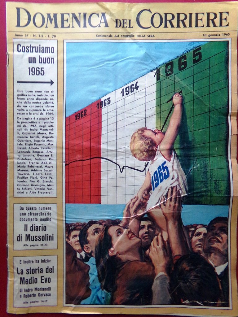 La Domenica del Corriere 10 Gennaio 1965 Diario Mussolini Saragat … | Immagine principale