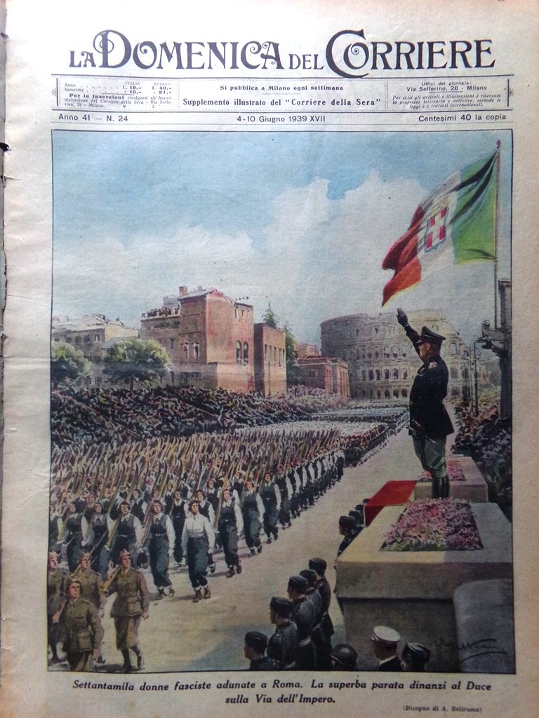 La Domenica del Corriere 10 Giugno 1939 Silvio Piola Irene …