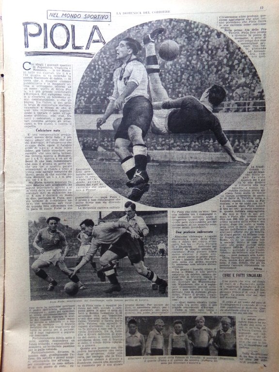 La Domenica del Corriere 10 Giugno 1939 Silvio Piola Irene …