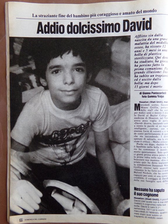 La Domenica del Corriere 10 Marzo 1984 Platini David Vetter …