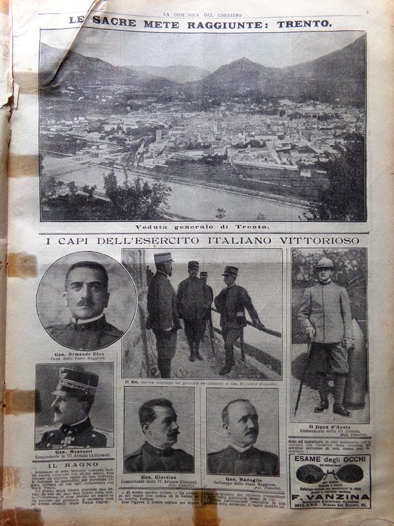 La Domenica del Corriere 10 Novembre 1918 WW1 Vittoria Italiana …