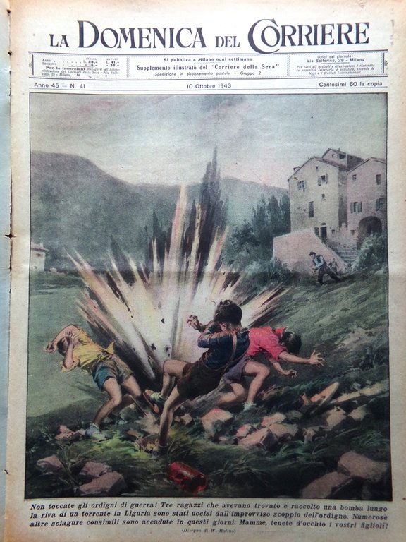 La Domenica del Corriere 10 Ottobre 1943 WW2 Ordigni Bellici … | Immagine Gallery 1