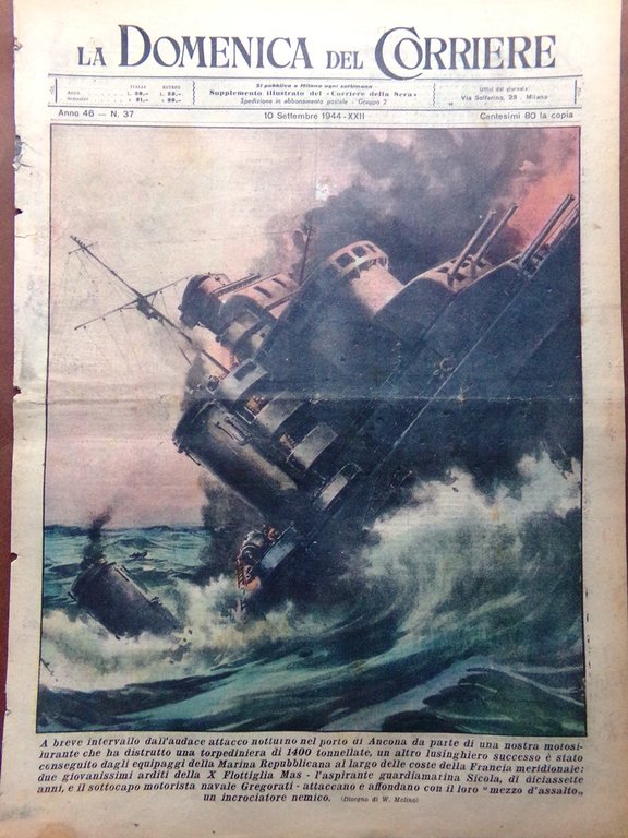 La Domenica del Corriere 10 Settembre 1944 WW2 Campo India …