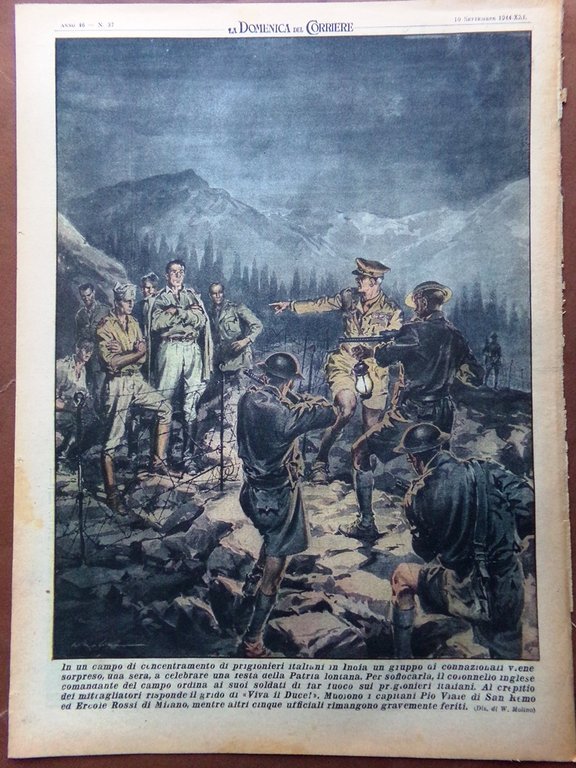 La Domenica del Corriere 10 Settembre 1944 WW2 Campo India …