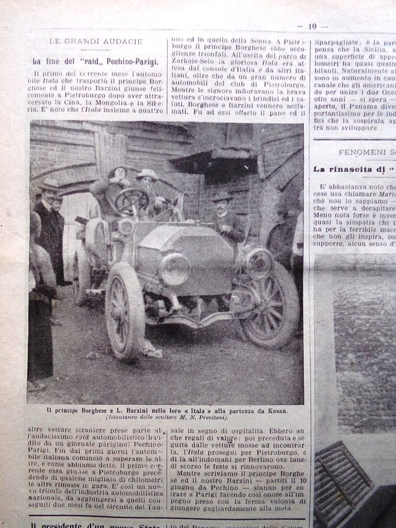 La Domenica del Corriere 11 Agosto 1907 Pechino Parigi Villari …