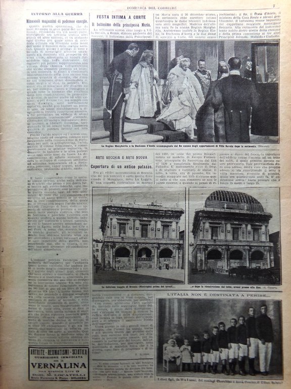 La Domenica del Corriere 11 Aprile 1915 WW1 Loggia Brescia …