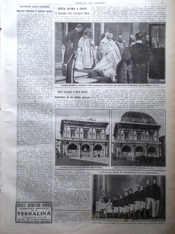 La Domenica del Corriere 11 Aprile 1915 WW1 Loggia Brescia …