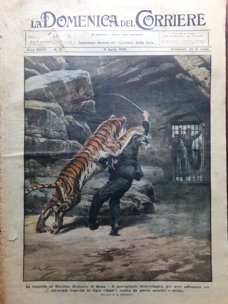 La Domenica del Corriere 11 Aprile 1926 Vesuvio Fasci Regia …