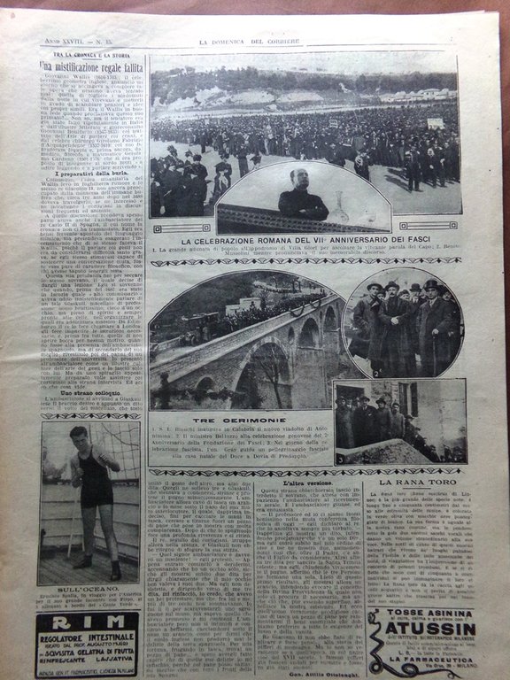 La Domenica del Corriere 11 Aprile 1926 Vesuvio Fasci Regia …