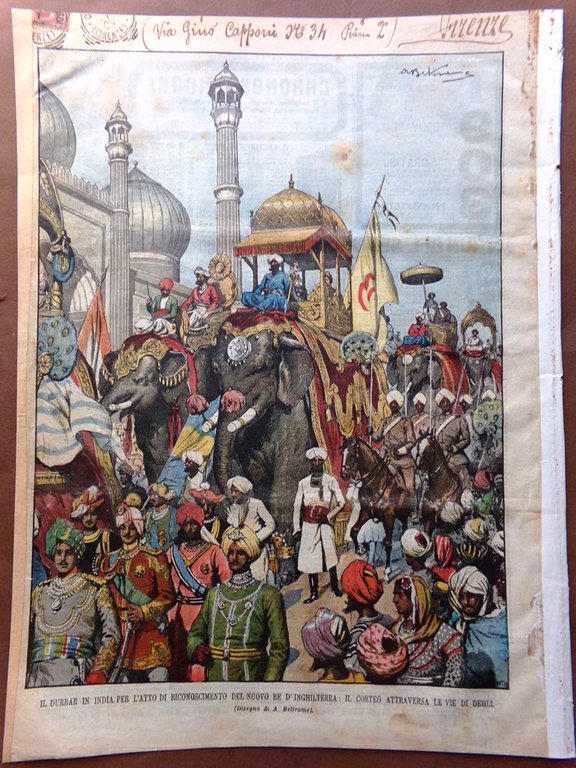 La Domenica del Corriere 11 Gennaio 1903 Carro Los Muertos …