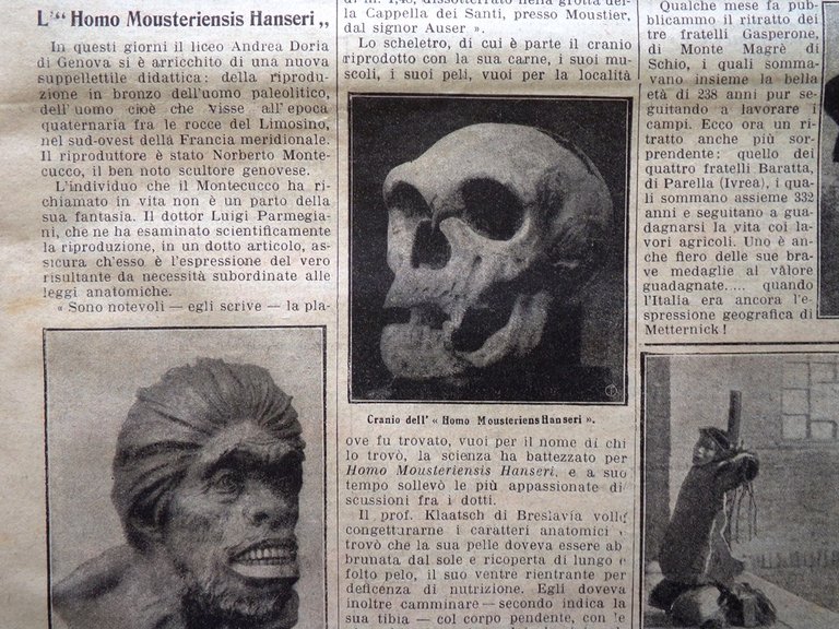 La Domenica del Corriere 11 Luglio 1909 Homo Mousteriensis Burgwald …