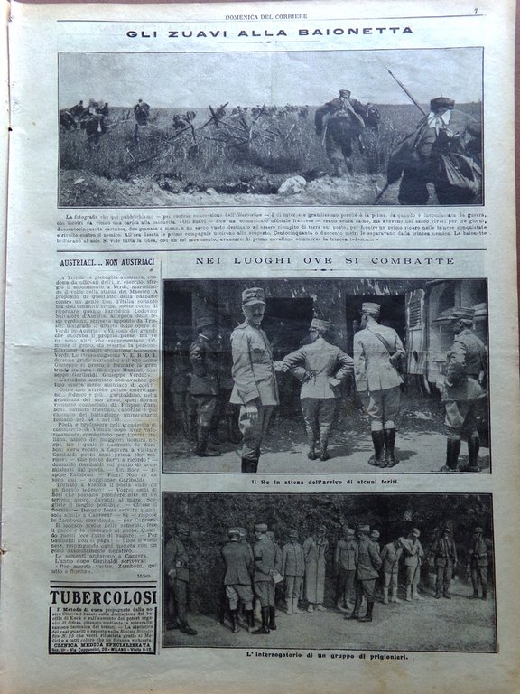 La Domenica del Corriere 11 Luglio 1915 WW1 Marconi Isonzo …