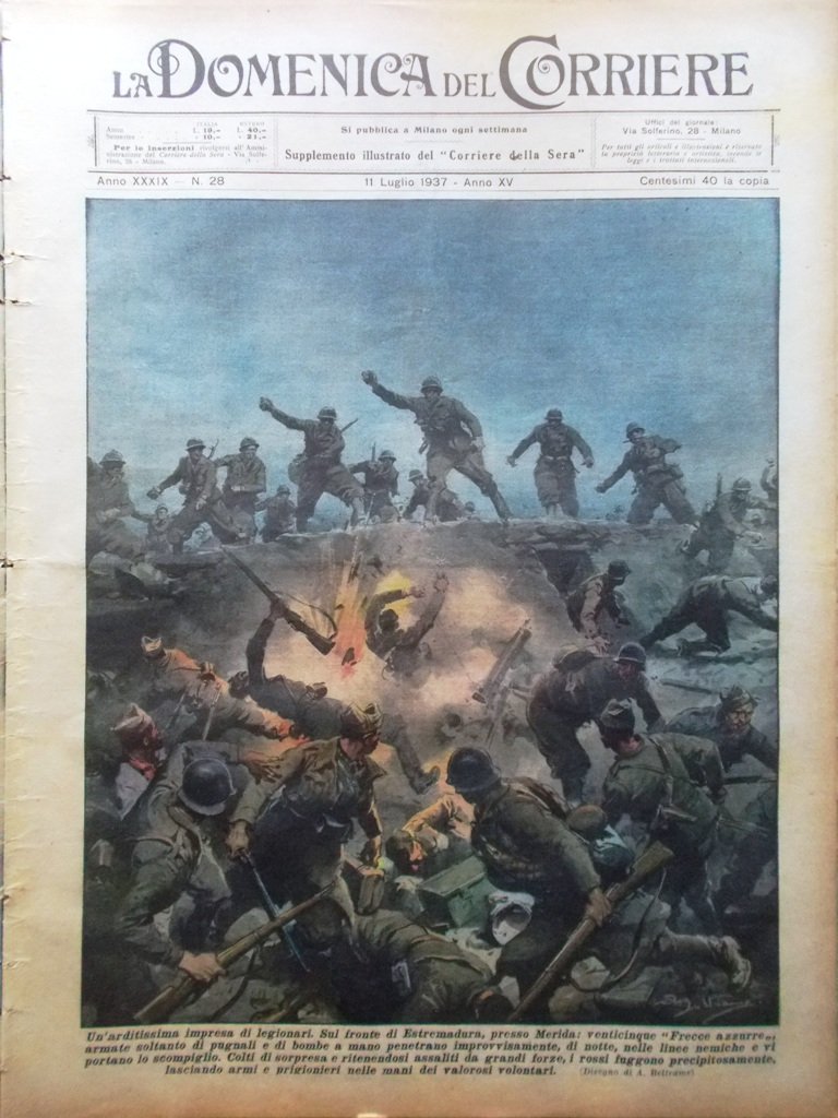 La Domenica del Corriere 11 Luglio 1937 Lotta Spagna Fiji … | Immagine principale