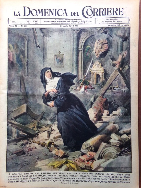 La Domenica del Corriere 11 Luglio 1943 WW2 Livorno Bordino … | Immagine Gallery 1