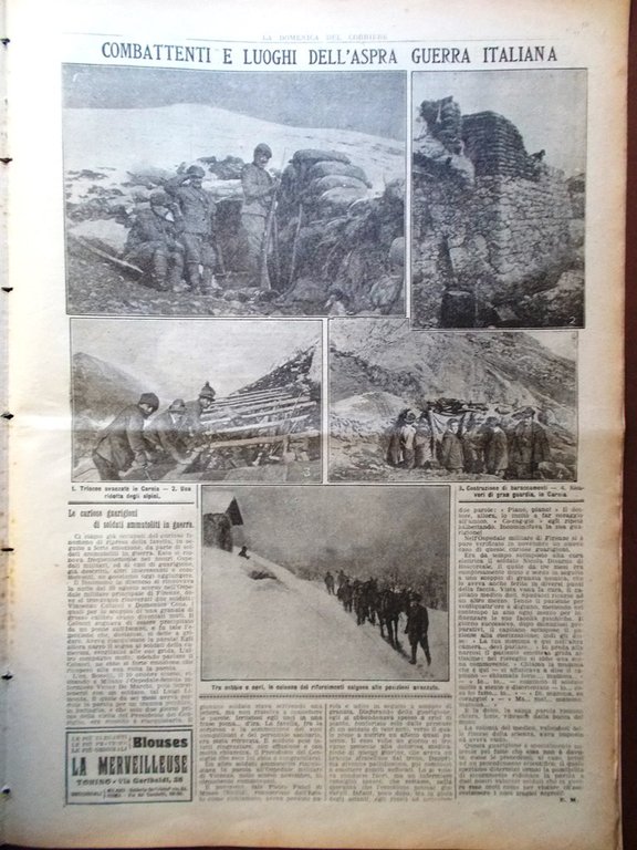 La Domenica del Corriere 11 Marzo 1917 WW1 Mine Francesi …