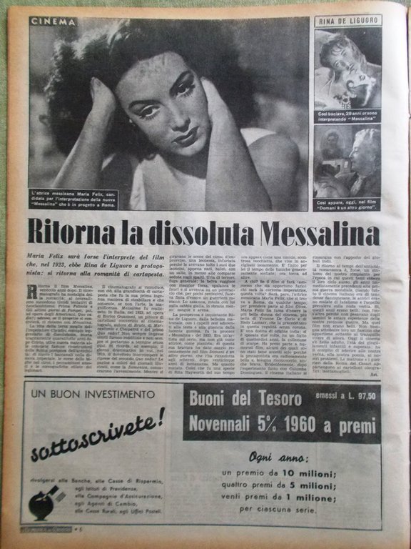 La Domenica del Corriere 11 Marzo 1951 Dina Galli Bernhardt …