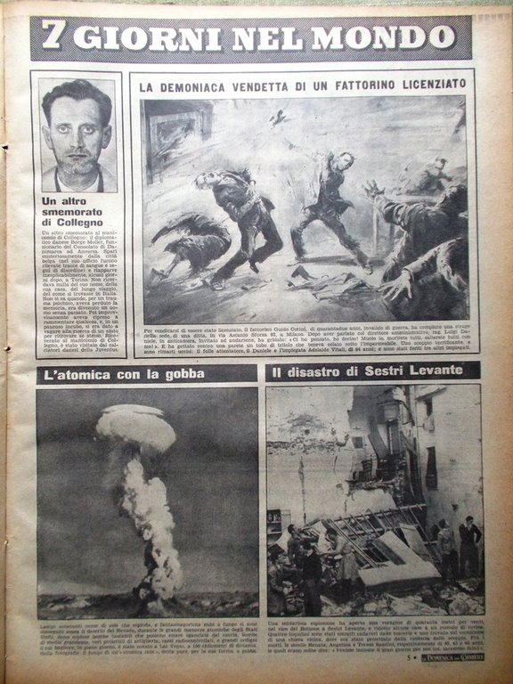 La Domenica del Corriere 11 Novembre 1951 Mostro Loch Ness …
