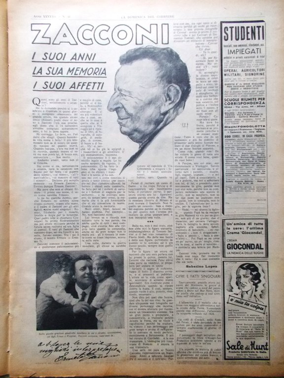 La Domenica del Corriere 11 Ottobre 1936 Ermete Zacconi Valcarenghi …