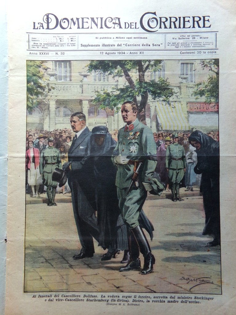 La Domenica del Corriere 12 Agosto 1934 Dollfuss Marconi Hutsuli …