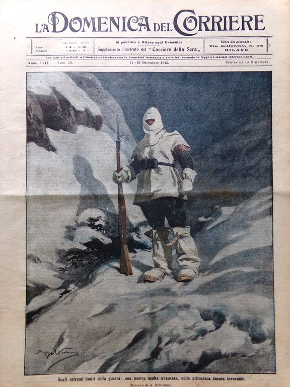 La Domenica del Corriere 12 Dicembre 1915 WW1 Alto Isonzo …