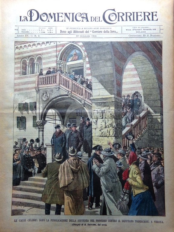 La Domenica del Corriere 12 Gennaio 1902 Todeschini Frejus Nainital … | Immagine Gallery 1