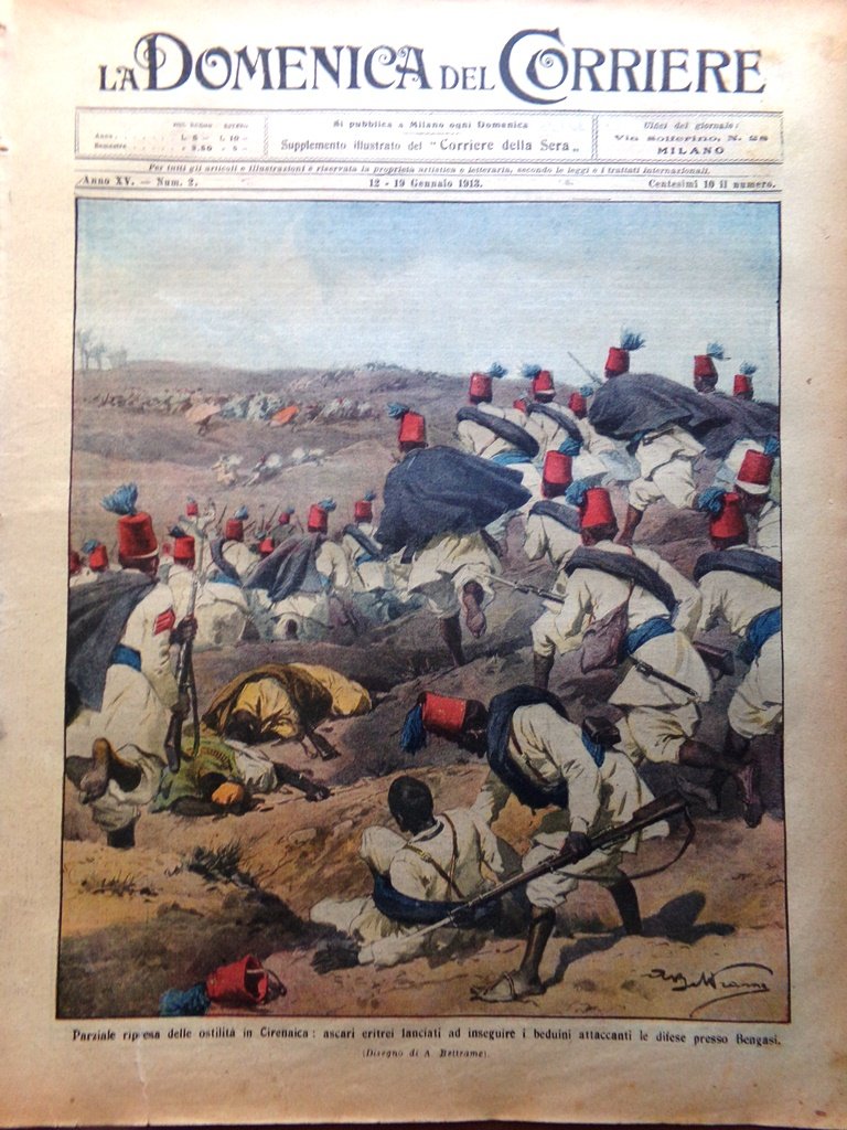 La Domenica del Corriere 12 Gennaio 1913 Lago Bertignano Bazzani …