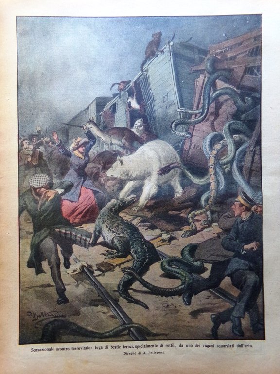 La Domenica del Corriere 12 Gennaio 1913 Lago Bertignano Bazzani …