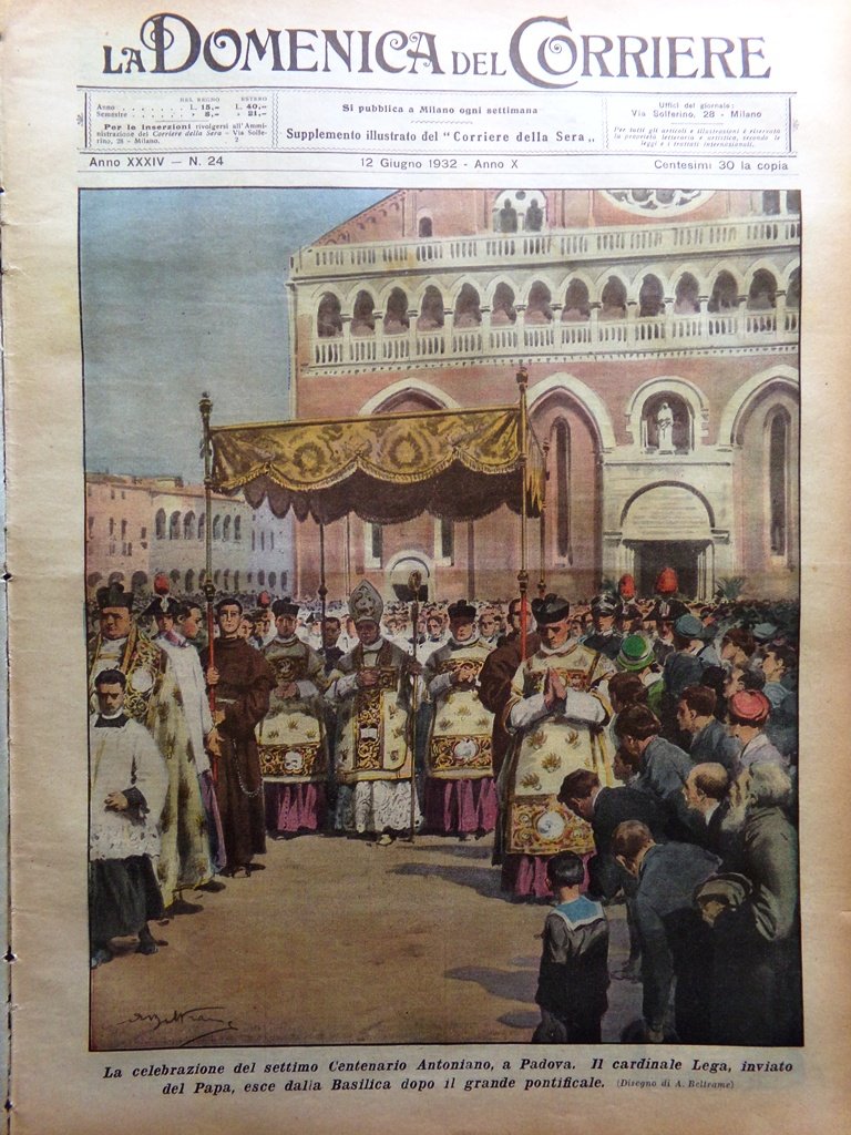 La Domenica del Corriere 12 Giugno 1932 Giro d'Italia Mar …