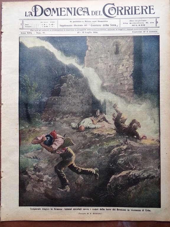 La Domenica del Corriere 12 Luglio 1914 WW1 Arciduca d'Austria …