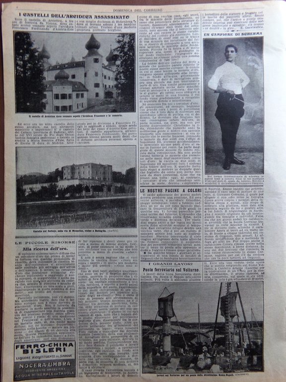 La Domenica del Corriere 12 Luglio 1914 WW1 Arciduca d'Austria …