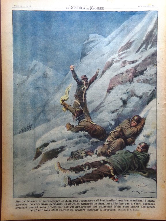 La Domenica del Corriere 12 Marzo 1944 WW2 Aviazione Tedesca …