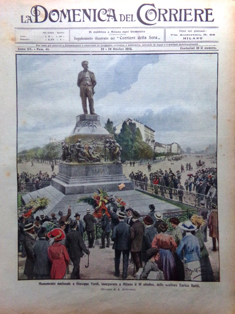 La Domenica del Corriere 12 Ottobre 1913 Verdi Claretie Musso …